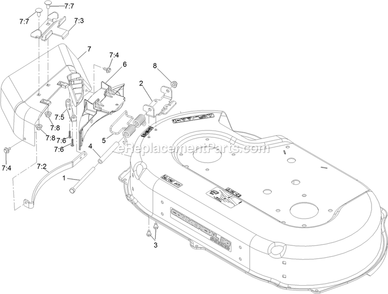 Side Discharge Chute Assembly Diagram and Parts List for (406294345-408644345)(2020) Exmark Lawn Mower