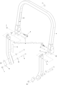 Roll-Over Protection System Assembly Diagram and Parts List for (316000000-316999999)(2016) Exmark Lawn Mower