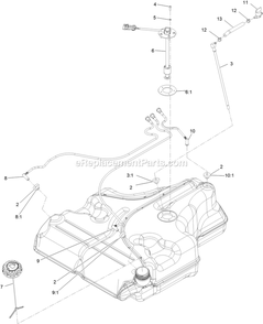 Fuel Tank Assembly Diagram and Parts List for (404314159-406294344)(2019) Exmark Lawn Mower