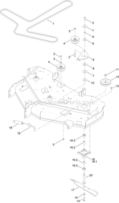 50 Inch Deck Belt, Spindle And Blade Assembly Diagram and Parts List for (316000000-399999999)(2016) Exmark Lawn Mower