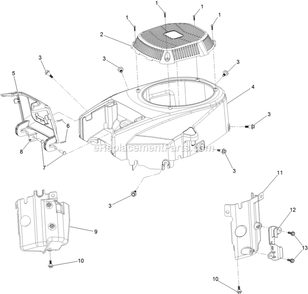 Blower Housing Assembly Diagram and Parts List for (406294345-408644345)(2020) Exmark Lawn Mower