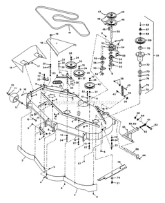 Deck Group (1) Diagram and Parts List for (115000-129999)(1996) Exmark Lawn Mower