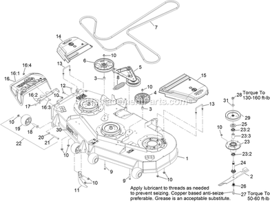 Deck Assembly Diagram and Parts List for (315000000-315999999)(2015) Exmark Lawn Mower