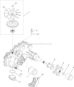 Lh Transaxle Assembly Diagram and Parts List for (411294212-999999999)(2022) Exmark Lawn Mower