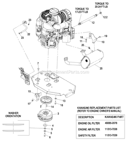 Engine Group (5) Diagram and Parts List for (850000-919999)(2010) Exmark Lawn Mower
