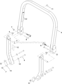 Roll-Over Protection System Assembly Diagram and Parts List for (314000000-314999999)(2014) Exmark Lawn Mower