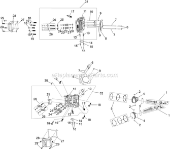 Piston And Cylinder Head Assembly Diagram and Parts List for (406294345-408644345)(2020) Exmark Lawn Mower