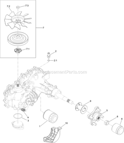 Lh Transaxle Assembly Diagram and Parts List for (404314159-406294344)(2019) Exmark Lawn Mower