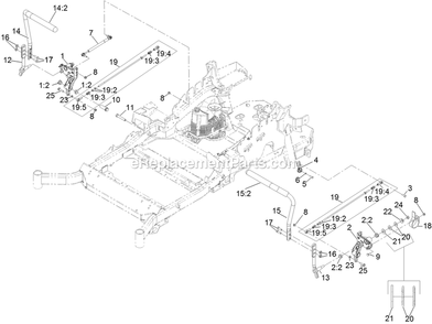 Motion Controls Assembly Diagram and Parts List for (316000000-399999999)(2016) Exmark Lawn Mower