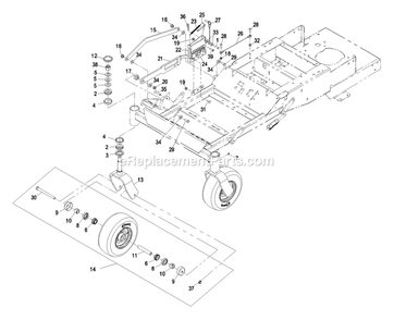 Frame Group (2) Diagram and Parts List for (600000-669999)(2006) Exmark Lawn Mower