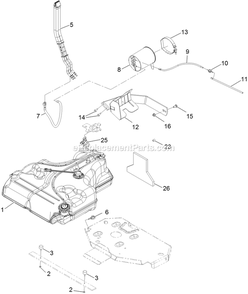 Fuel Tank Assembly (1) Diagram and Parts List for (314000000-314999999)(2014) Exmark Lawn Mower