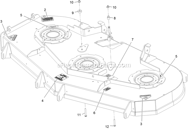 Deck With Decals Diagram and Parts List for (313000000-313999999)(2013) Exmark Lawn Mower