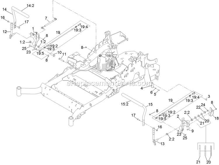 Motion Controls Assembly Diagram and Parts List for (400000000-402082299)(2017) Exmark Lawn Mower