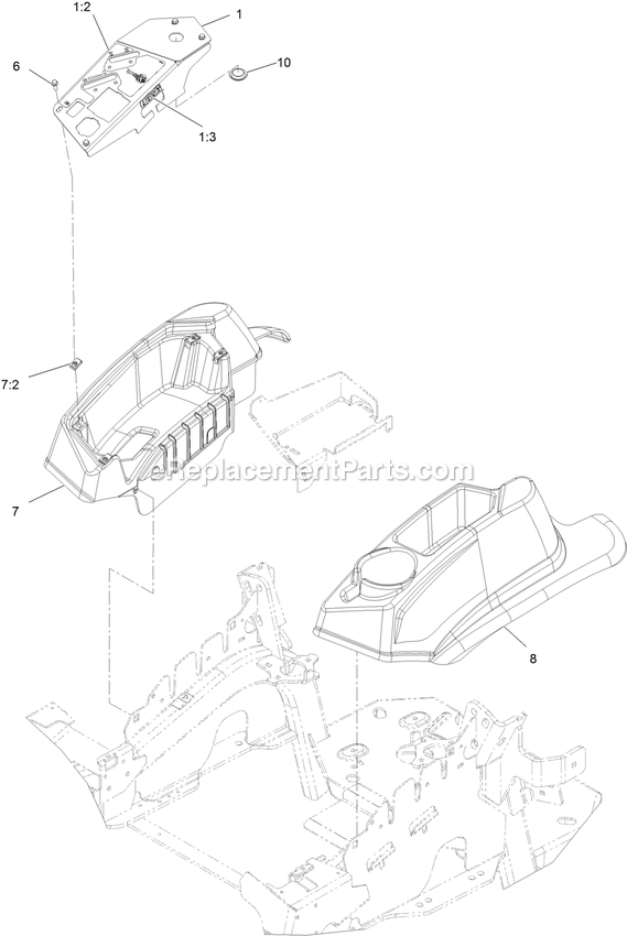 Console Assembly Diagram and Parts List for (408644346-411294211)(2021) Exmark Lawn Mower