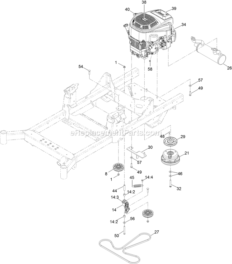 Engine Assembly Diagram and Parts List for (400000000-402082299)(2017) Exmark Lawn Mower