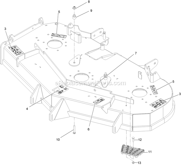 Deck With Decals Assembly Diagram and Parts List for (408644346-411294211)(2021) Exmark Lawn Mower