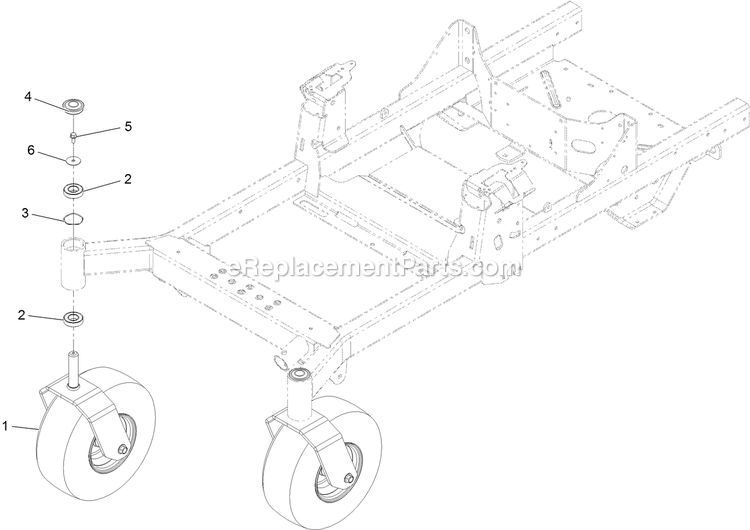 Caster Tire Assembly Diagram and Parts List for (406294345-408644345)(2020) Exmark Lawn Mower