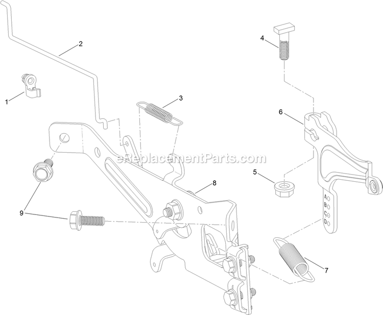 Governor Control Assembly Engine Assembly Diagram and Parts List for (316000000-399999999)(2016) Exmark Lawn Mower