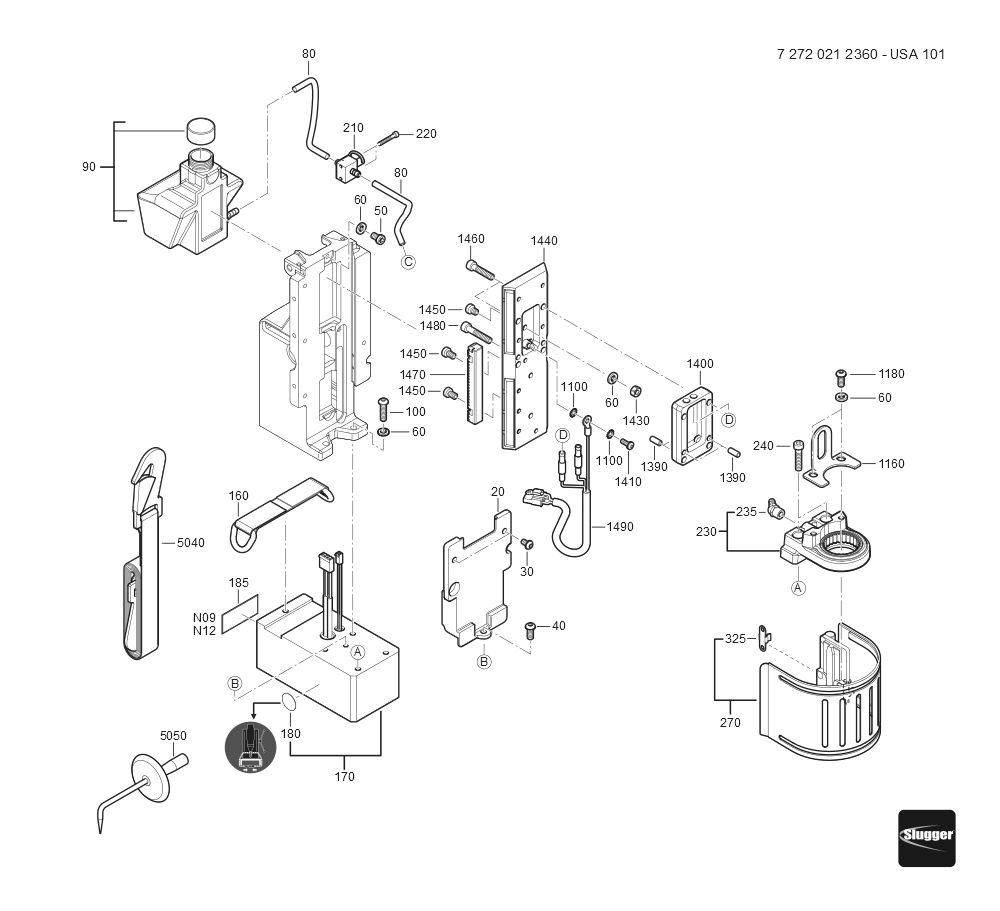 Diagram and Parts List for 72720212360 Fein Mortiser