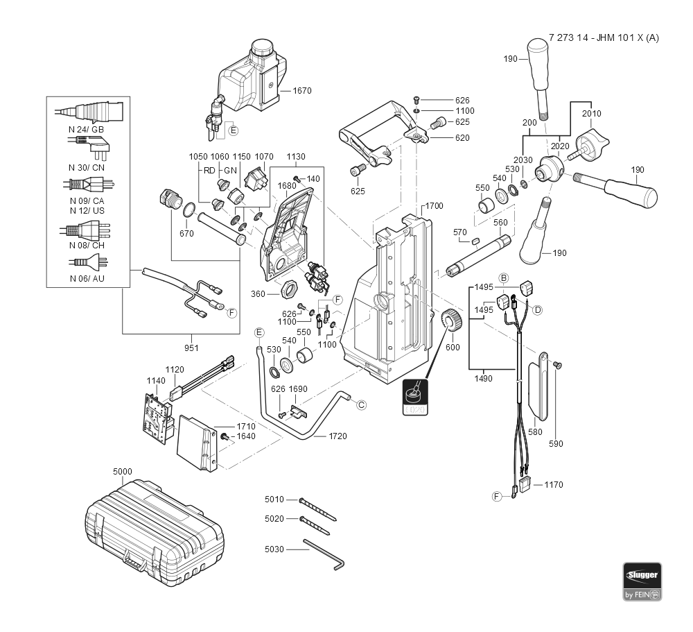  Diagram and Parts List for 72731412360 Fein Mortiser