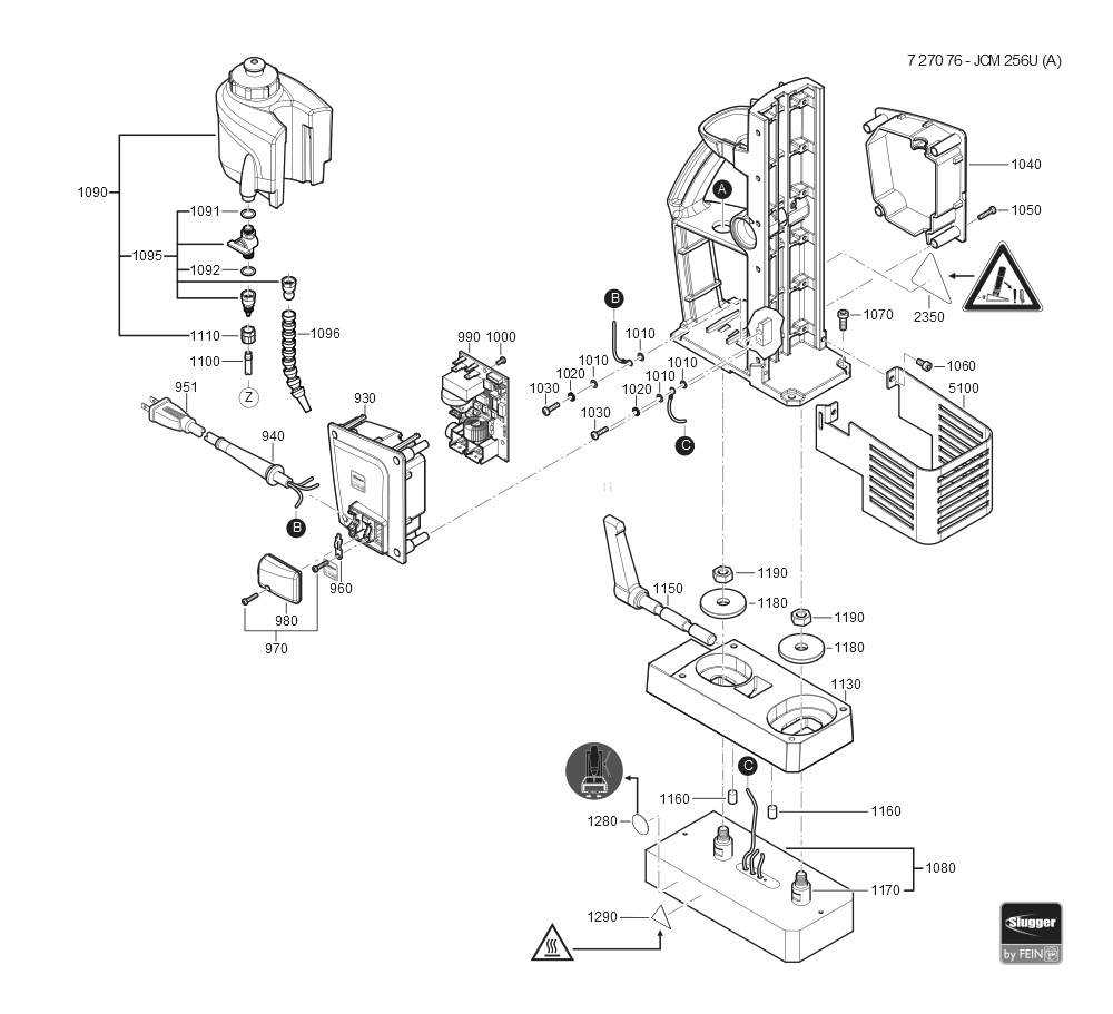  Diagram and Parts List for 72707609360 Fein Mortiser