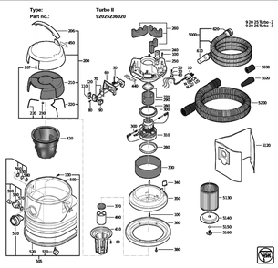 Figure 0 Diagram and Parts List for  Fein Canister Vacuum