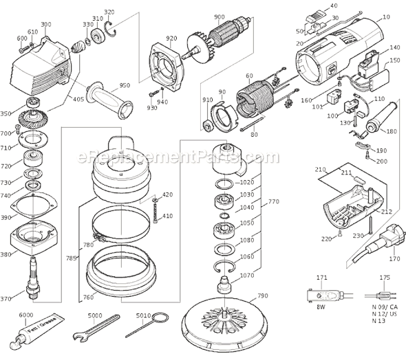 Page A Diagram and Parts List for 72207812116 Fein