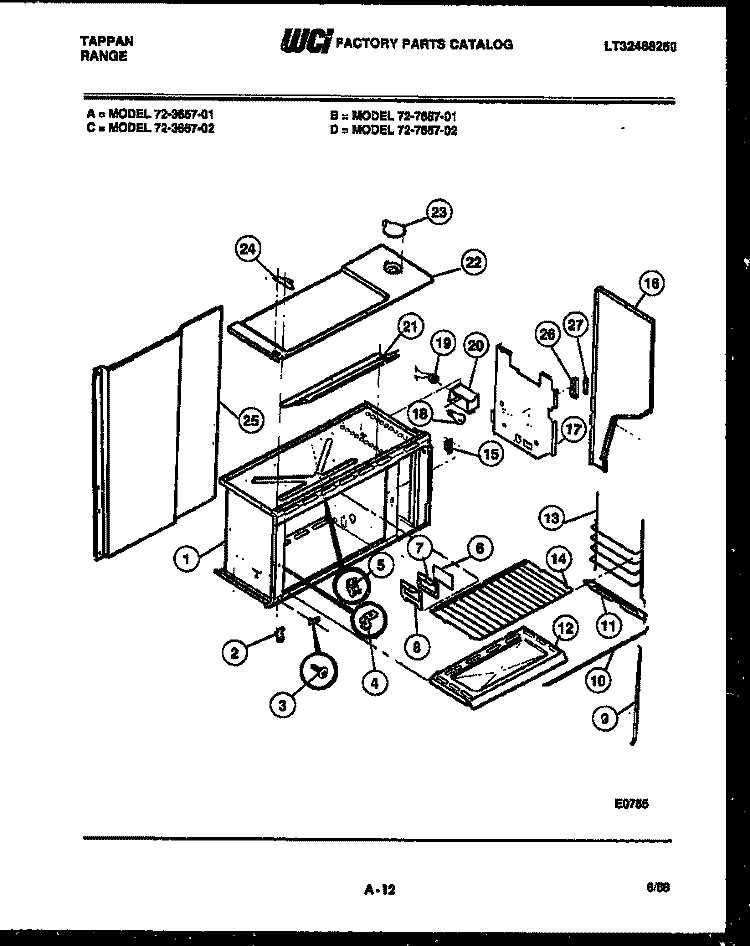 UPPER BODY PARTS Diagram and Parts List for  Tappan Range