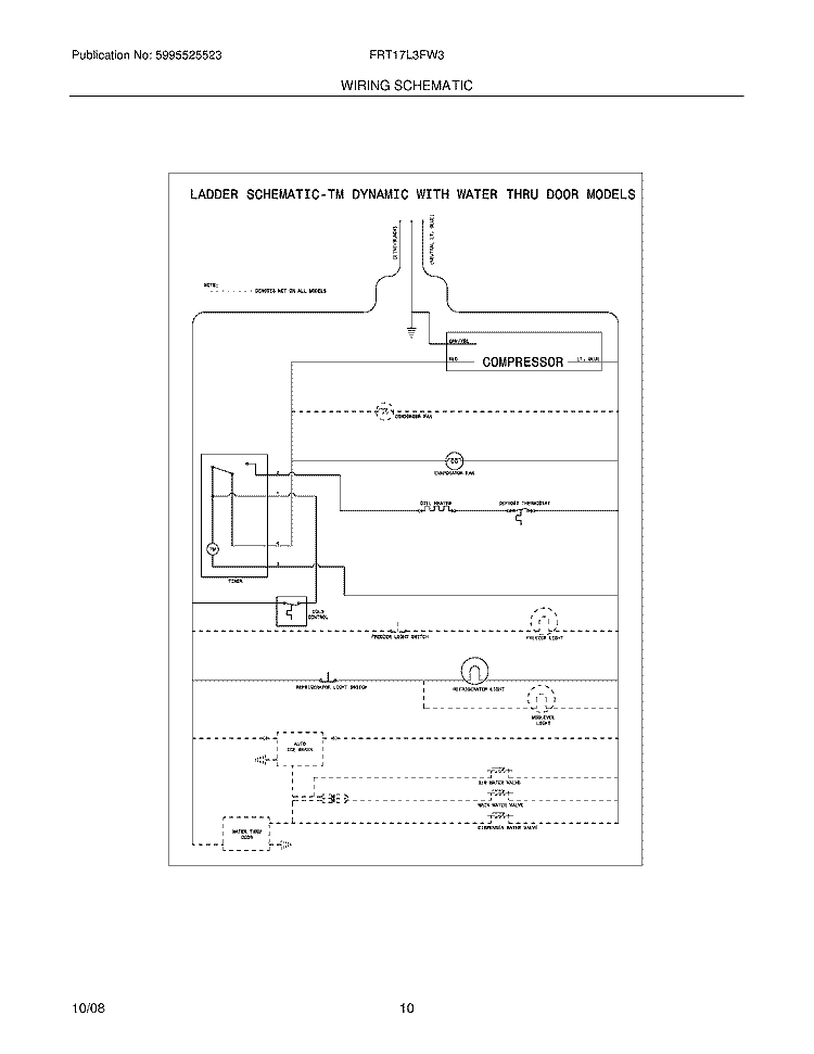 WIRING SCHEMATIC Diagram and Parts List for FRT17L3FW3  Frigidaire Refrigerator