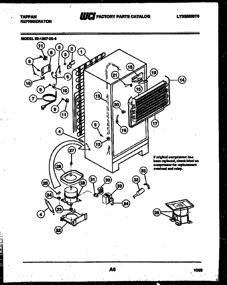 SYSTEM AND AUTOMATIC DEFROST PARTS Diagram and Parts List for  Tappan Refrigerator