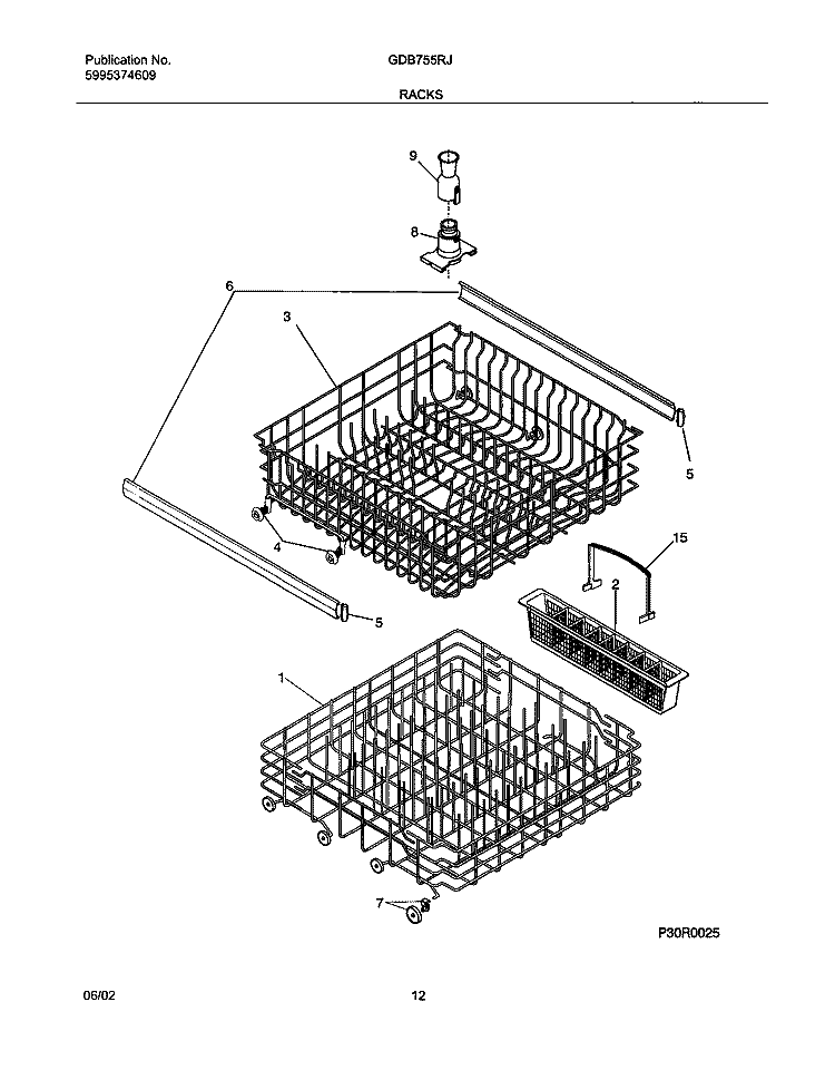 RACKS Diagram and Parts List for  Gibson Dishwasher