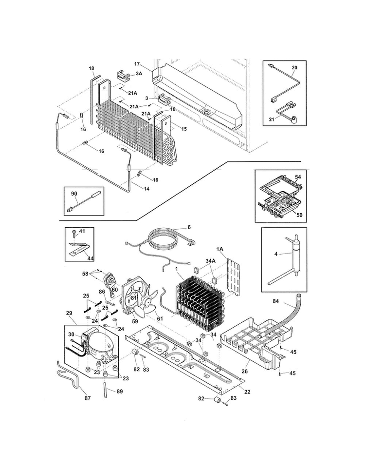 Cooling System Diagram and Parts List for  Frigidaire Refrigerator