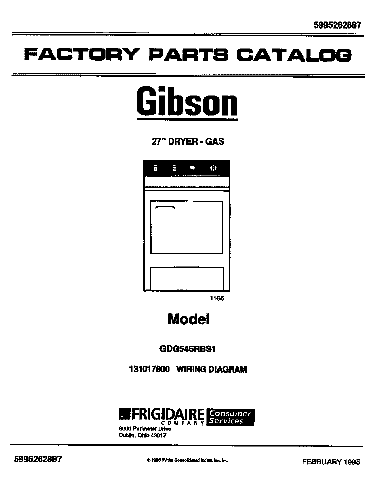 COVER Diagram and Parts List for GDG546RBS1  Gibson Dryer