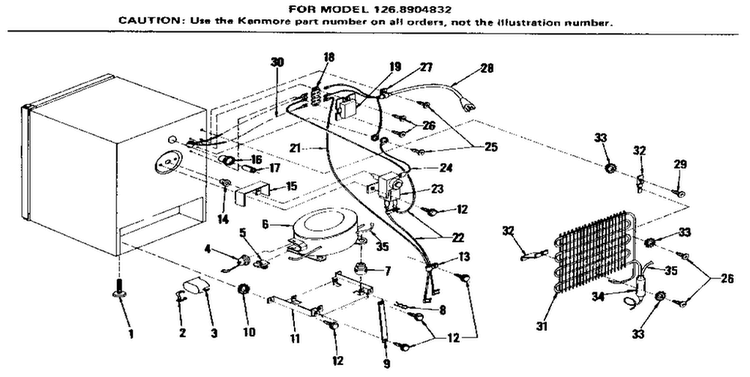 Unit Parts Diagram and Parts List for 1268904832  Kenmore Refrigerator
