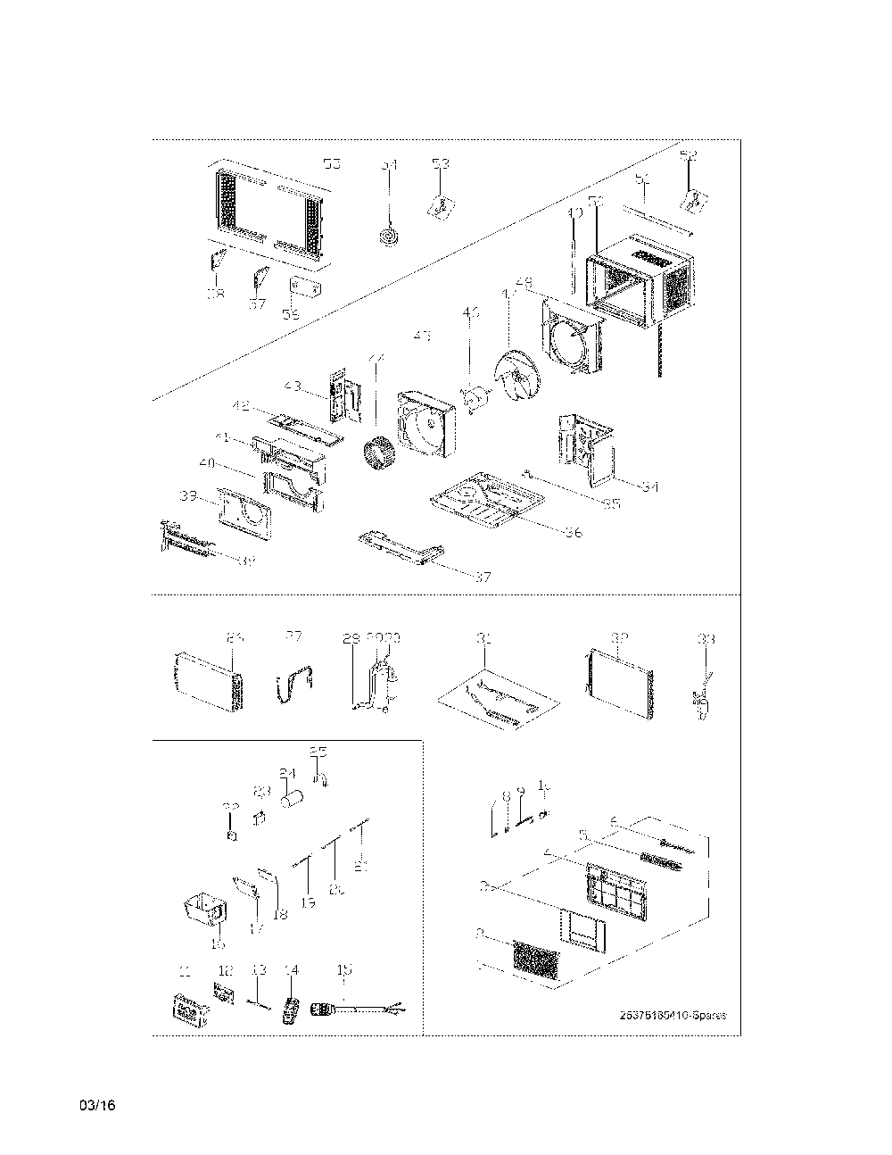 Recommended spare parts Diagram and Parts List for  Kenmore Air Conditioner
