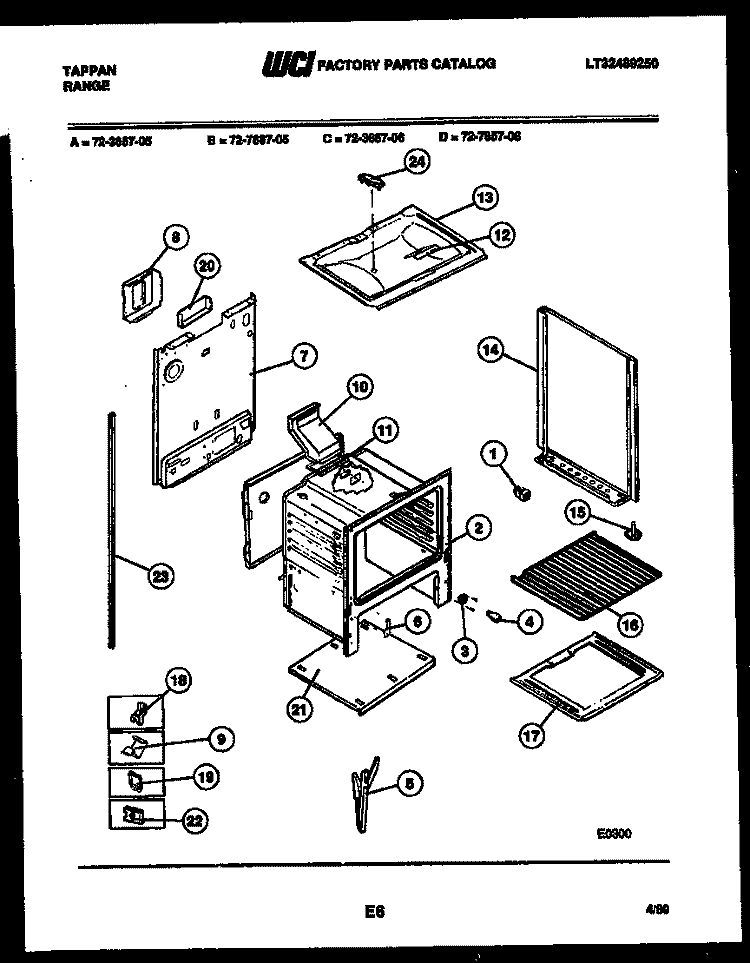 LOWER BODY PARTS Diagram and Parts List for  Tappan Range
