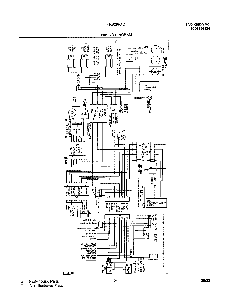 WIRING DIAGRAM Diagram and Parts List for FRS26R4CB1  Frigidaire Refrigerator
