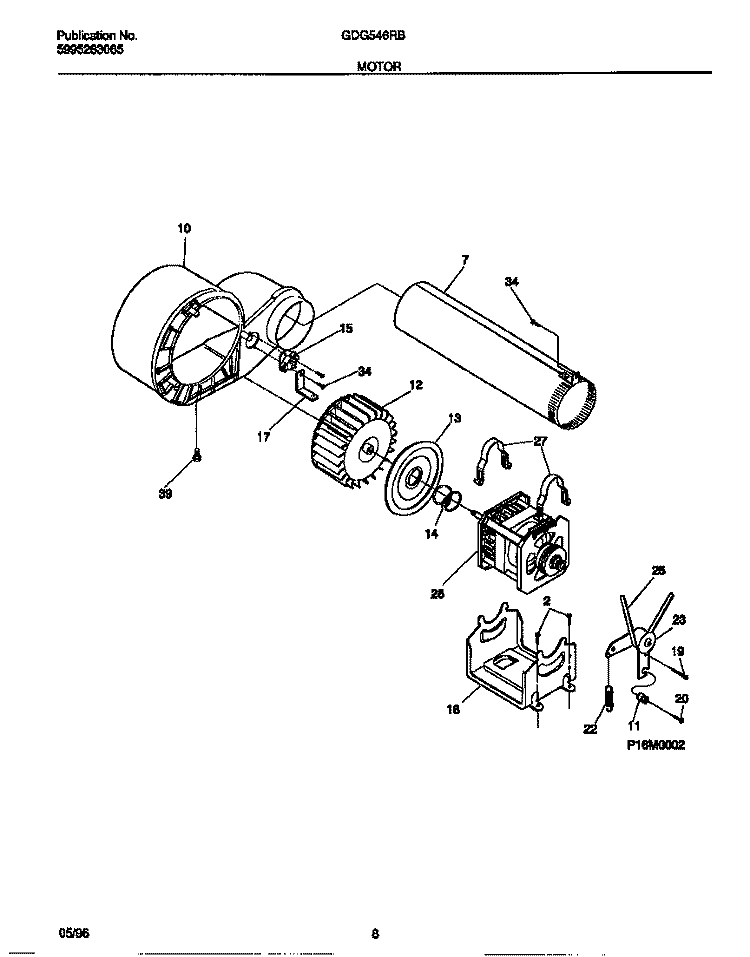 MOTOR Diagram and Parts List for GDG546RBW2  Gibson Dryer