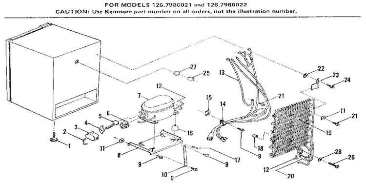 Unit Parts Diagram and Parts List for 1267986021  Kenmore Refrigerator