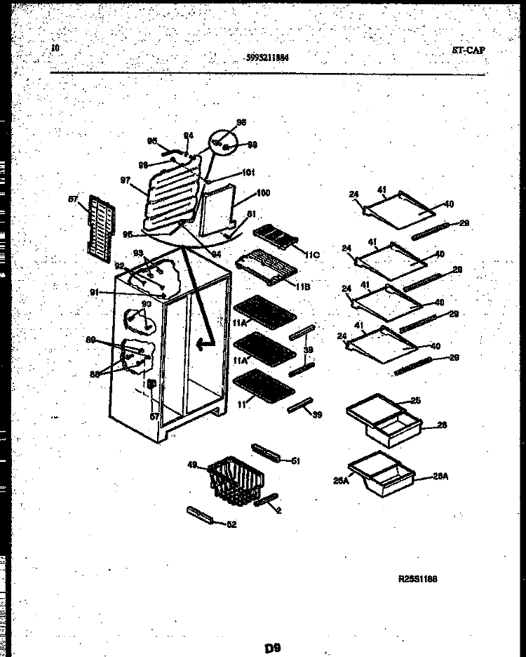 SHELVES AND SUPPORTS Diagram and Parts List for  Tappan Refrigerator