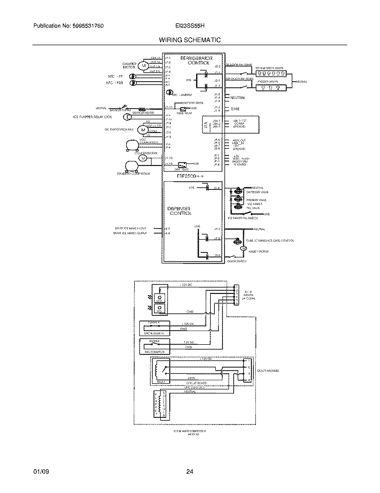 WIRING SCHEMATIC Diagram and Parts List for  Electrolux Refrigerator