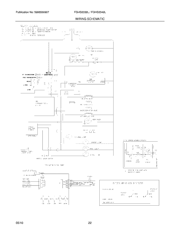 WIRING SCHEMATIC Diagram and Parts List for  Frigidaire Refrigerator