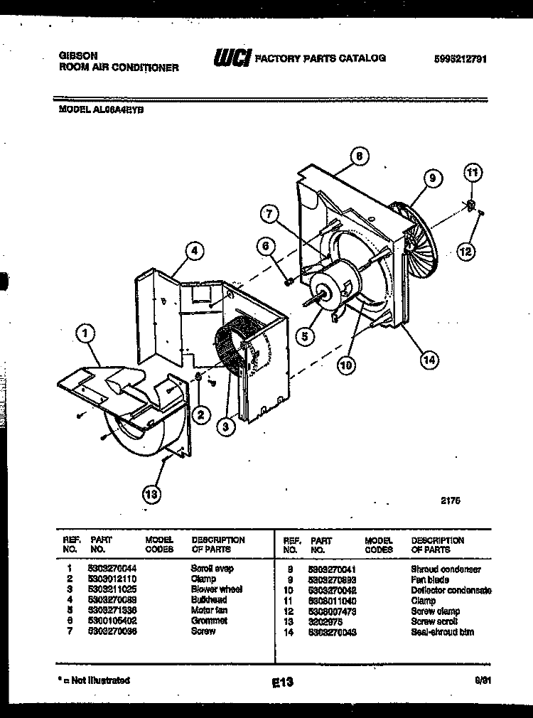 AIR HANDLING PARTS Diagram and Parts List for  Gibson Air Conditioner
