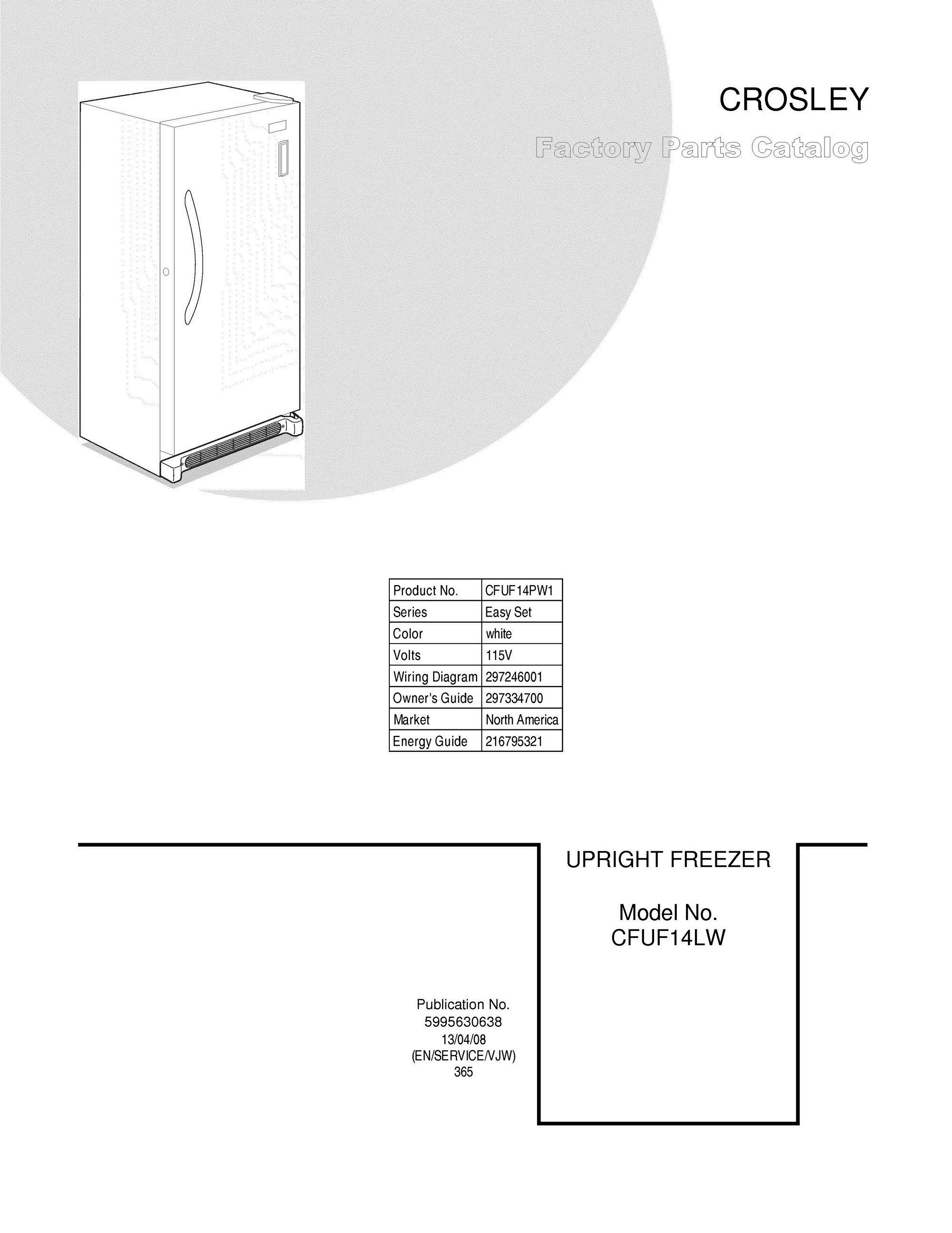 01 - COVER Diagram and Parts List for  Frigidaire Freezer