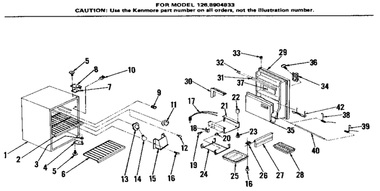 Cabinet Parts Diagram and Parts List for 1268904833  Kenmore Refrigerator