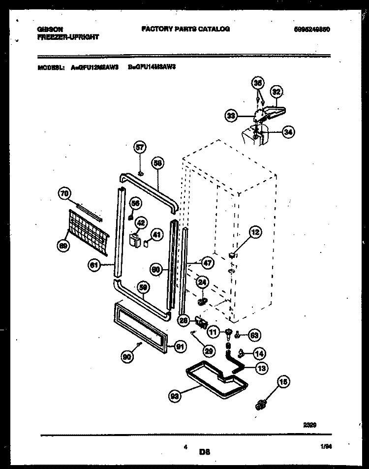 CABINET PARTS Diagram and Parts List for  Gibson Freezer