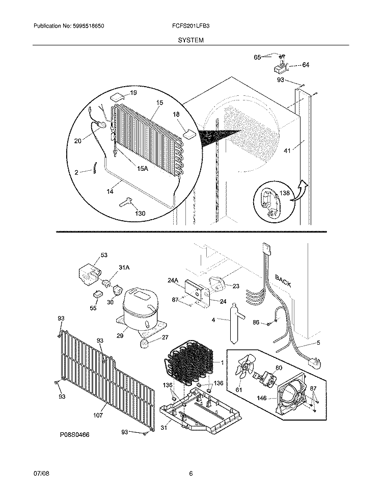 SYSTEM Diagram and Parts List for  Frigidaire