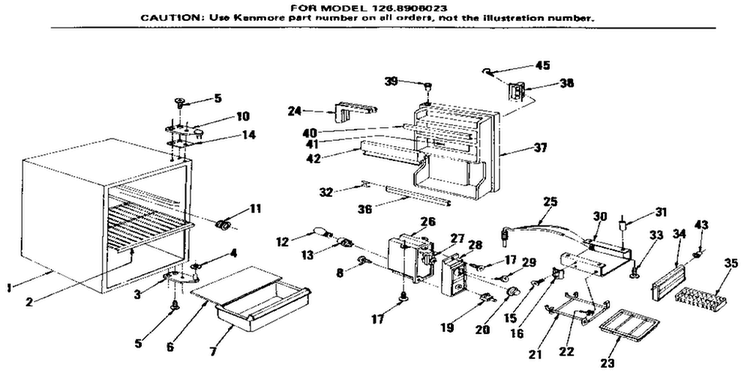 Cabinet Parts Diagram and Parts List for 1268906023  Kenmore Refrigerator