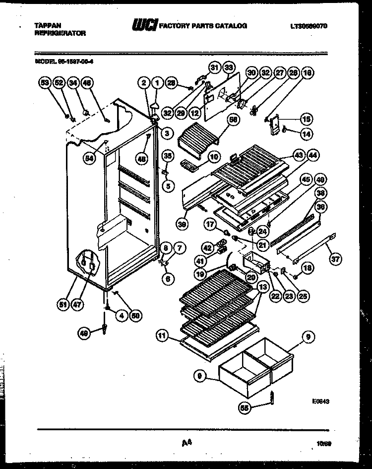 CABINET PARTS Diagram and Parts List for  Tappan Refrigerator