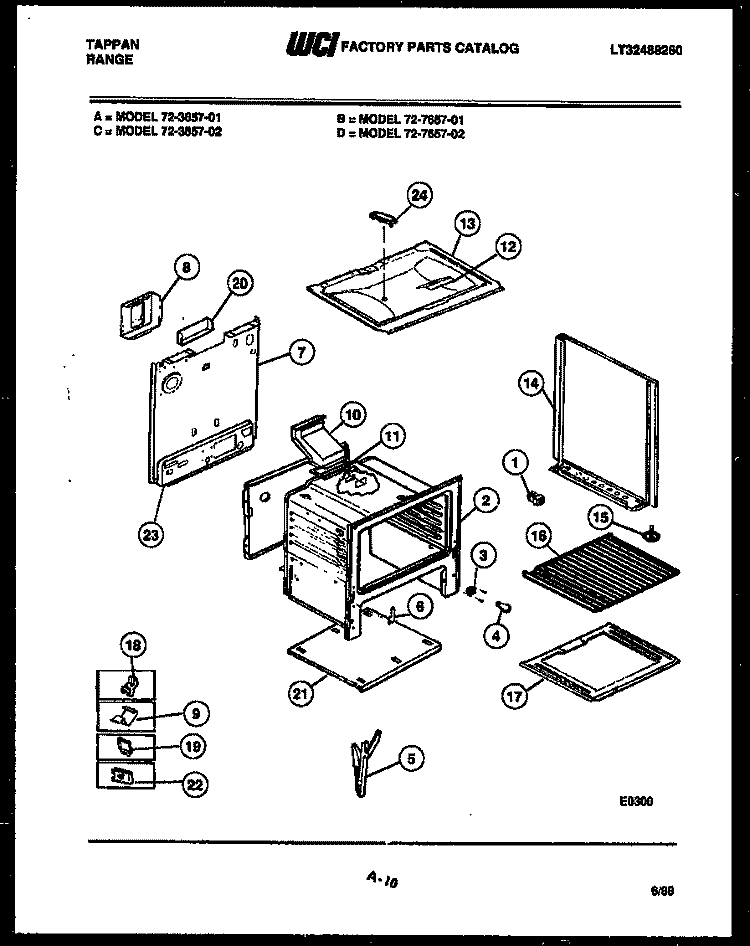 LOWER BODY PARTS Diagram and Parts List for  Tappan Range